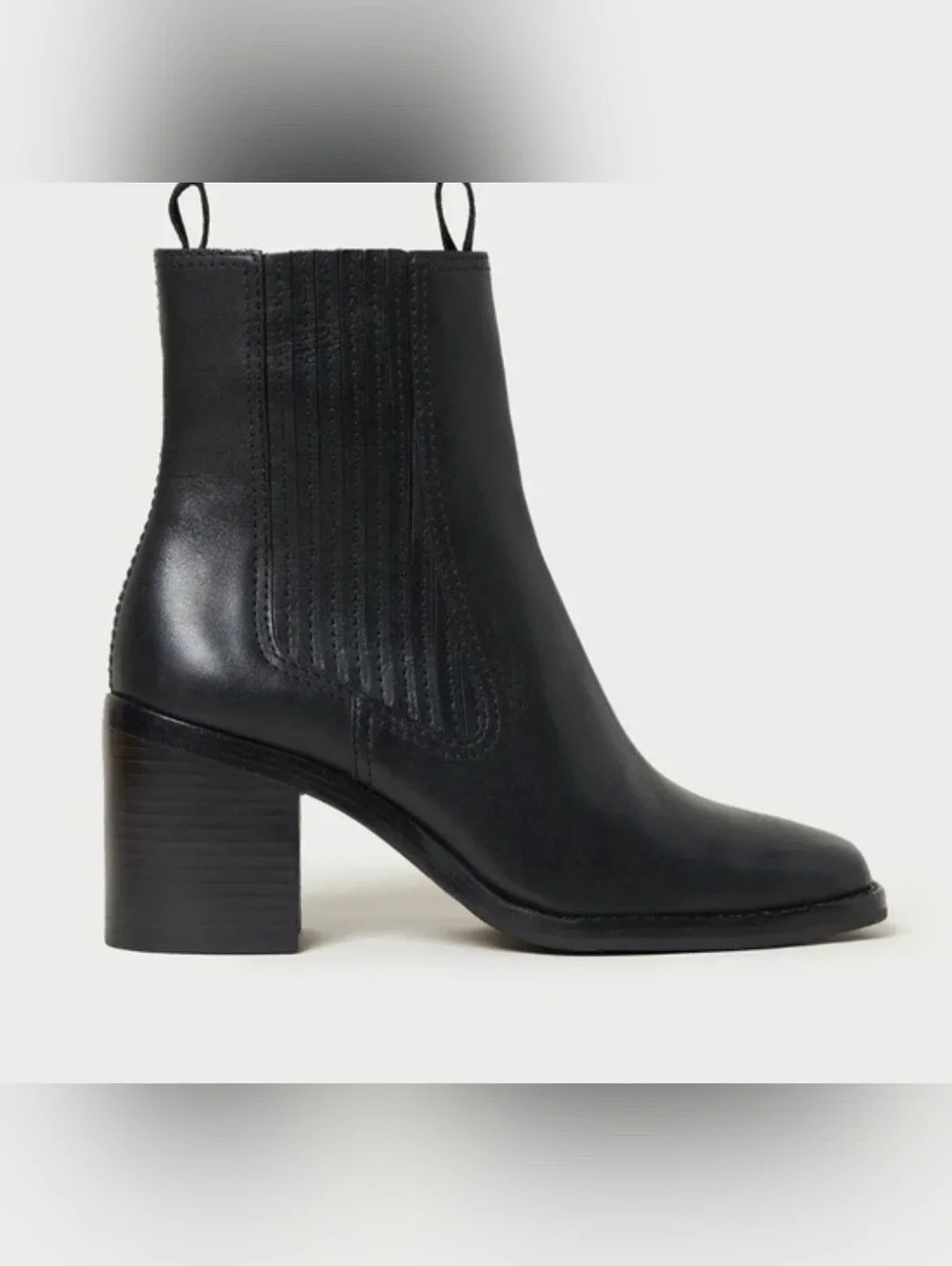 Loeffler Randall Black Leather Chelsea Ankle Stretch Pull On Comfort Boots